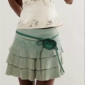 Free People Mint Green Layered Mini Skirt